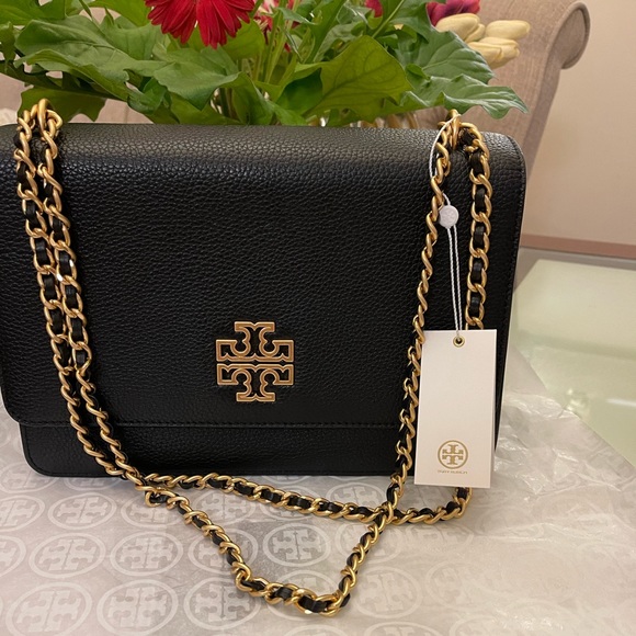 Authentic Tory Burch black bag Adjustable Shoulder Bag like new only removedtag - Picture 1 of 15
